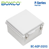 Boxco P - Series 8.27 x 8.27 x 5.12 Inches(210 x 210 x 130mm) Plastic Enclosure, IP67, IK08, ABS, Grey Cover, Molded Hinge and Latch Type - BC-AGP-212113 - powersupplymall.com
