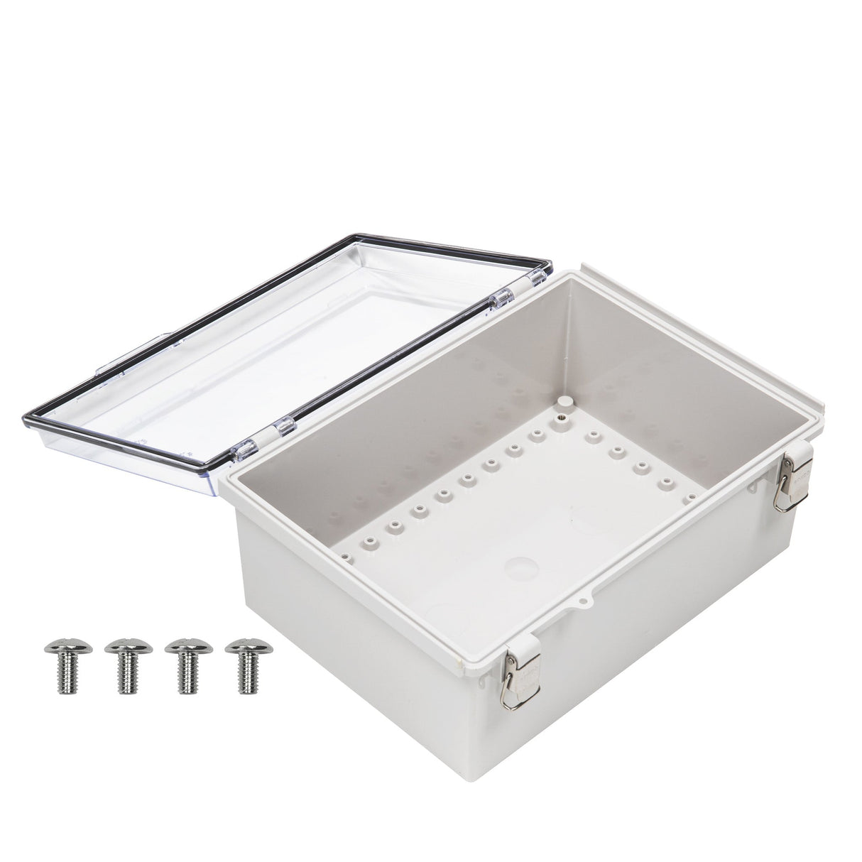 Boxco P - Series 9.84 x 13.78 x 5.91 Inches(250 x 350 x 150mm) Plastic Enclosure, IP67, IK08, ABS, Transparent Cover, Molded Hinge and Latch Type - BC - ATP - 253515 - powersupplymall.com