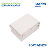 Boxco P - Series 9.84 x 13.78 x 7.09 Inches(250 x 350 x 180mm) Plastic Enclosure, IP67, IK08, PC, Grey Cover, Molded Hinge and Latch Type - BC-CGP-253518 - powersupplymall.com