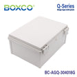 Boxco Q - Series 11.81 x 15.75 x 7.09 Inches(300 x 400 x 180mm) Plastic Enclosure, IP67, IK08, ABS, Grey Cover, Hinge Type with Plate - BC-AGQ-304018G - powersupplymall.com
