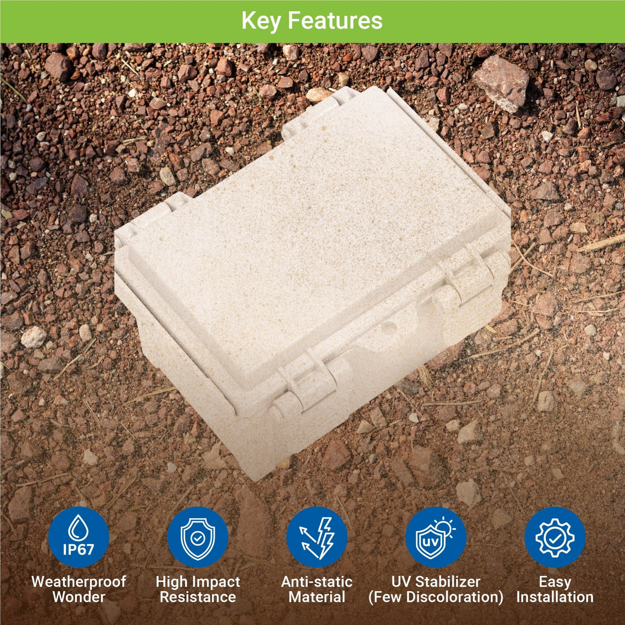 Boxco Q - Series 15.75 x 19.69 x 7.87 Inches(400 x 500 x 200mm) Plastic Enclosure, IP67, IK08, PC, Grey Cover, Plastic Hinge and Latch Type - BC - CGQ - 405020 - powersupplymall.com