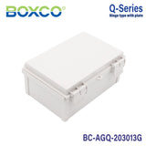 Boxco Q - Series 7.87 x 11.81 x 5.12 Inches(200 x 300 x 130mm) Plastic Enclosure, IP67, IK08, ABS, Grey Cover, Hinge Type with Plate - BC-AGQ-203013G - powersupplymall.com