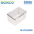 Boxco Q - Series 7.87 x 11.81 x 7.09 Inches(200 x 300 x 180mm) Plastic Enclosure, IP67, IK08, ABS, Transparent Cover, Plastic Hinge and Latch Type - BC - ATQ - 203018 - powersupplymall.com
