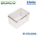 Boxco Q - Series 7.87 x 11.81 x 7.09 Inches(200 x 300 x 180mm) Plastic Enclosure, IP67, IK08, ABS, Transparent Cover, Plastic Hinge and Latch Type - BC - ATQ - 203018 - powersupplymall.com