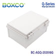 Boxco Q - Series 9.84 x 9.84 x 6.30 Inches(250 x 250 x 160mm) Plastic Enclosure, IP67, IK08, ABS, Grey Cover, Hinge Type with Plate - BC-AGQ-253516G - powersupplymall.com