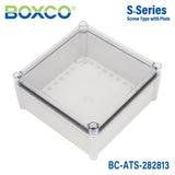 Boxco S - Series 11.02 x 11.02 x 5.12 Inches(280x280x130mm) Plastic Enclosure, IP67, IK08, ABS, Transparent Cover, Screw Type - BC - ATS - 282813 - powersupplymall.com