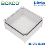 Boxco S - Series 11.02 x 11.02 x 5.12 Inches(280x280x130mm) Plastic Enclosure, IP67, IK08, PC, Transparent Cover, Screw Type - BC-CTS-282813 - powersupplymall.com