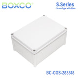 Boxco S - Series 11.02 x 14.96 x 7.09 Inches(280x380x180mm) Plastic Enclosure, IP67, IK08, PC, Grey Cover, Screw Type - BC-CGS-283818 - powersupplymall.com