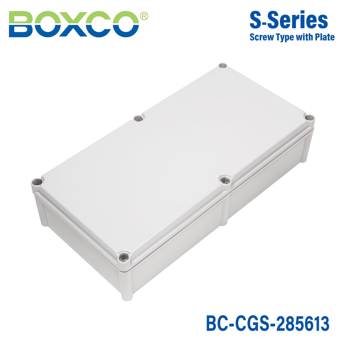 Boxco S - Series 11.02 x 22.05 x 5.12 Inches(280x560x130mm) Plastic Enclosure, IP67, IK08, PC, Grey Cover, Screw Type - BC-CGS-285613 - powersupplymall.com
