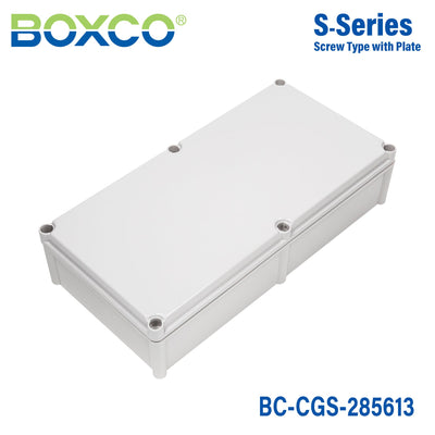 Boxco S-Series 11.02 x 22.05 x 5.12 Inches(280x560x130mm) Plastic Enclosure, IP67, IK08, PC, Grey Cover, Screw Type