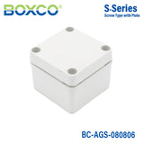 Boxco S - Series 1.97 x 2.56 x 1.77 Inches(50x65x45mm) Plastic Enclosure, IP67, IK08, ABS, Grey Cover, Screw Type - BC-AGS-050604 - powersupplymall.com