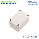 Boxco S - Series 2.95 x 4.13 x 2.17 Inches(75x105x55mm) Plastic Enclosure, IP67, IK08, PC, Grey Cover, Screw Type - BC-CGS-071005 - powersupplymall.com