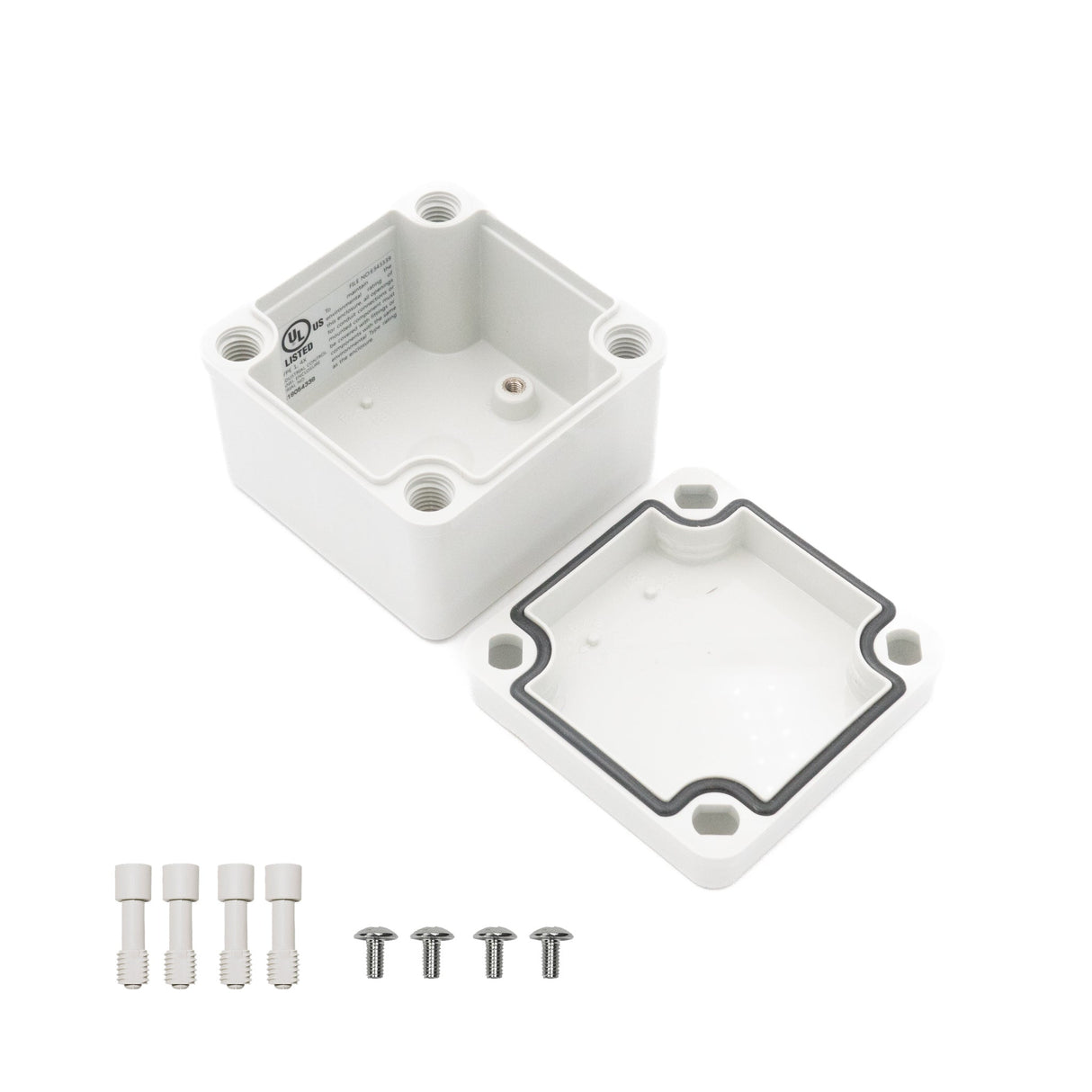 Boxco S - Series 3.15 x 3.15 x 2.36 Inches(80x80x60mm) Plastic Enclosure, IP67, IK08, ABS, Grey Cover, Screw Type - BC-AGS-080806 - powersupplymall.com