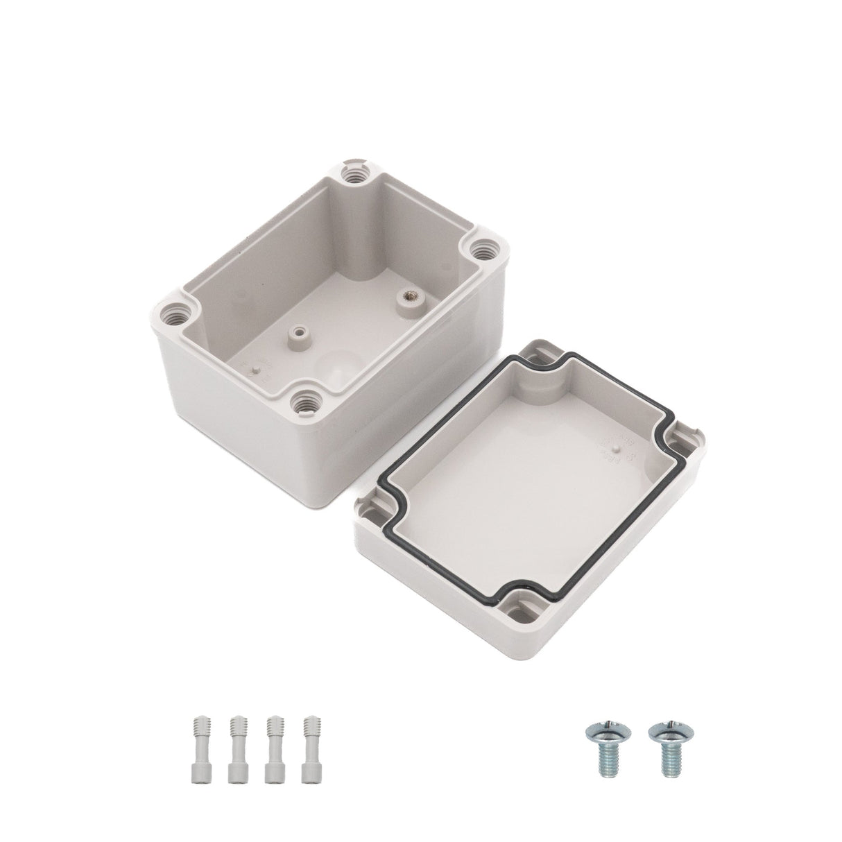 Boxco S - Series 3.15 x 4.33 x 2.76 Inches(80 x 110 x 70mm) Plastic Enclosure, IP67, IK08, ABS, Grey Cover, Screw Type - BC - AGS - 081107 - K - powersupplymall.com