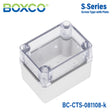 Boxco S - Series 3.15 x 4.33 x 3.35 Inches(80 x 110 x 85mm) Plastic Enclosure, IP67, IK08, PC, Transparent Cover, Screw Type - BC-CTS-081108-K - powersupplymall.com
