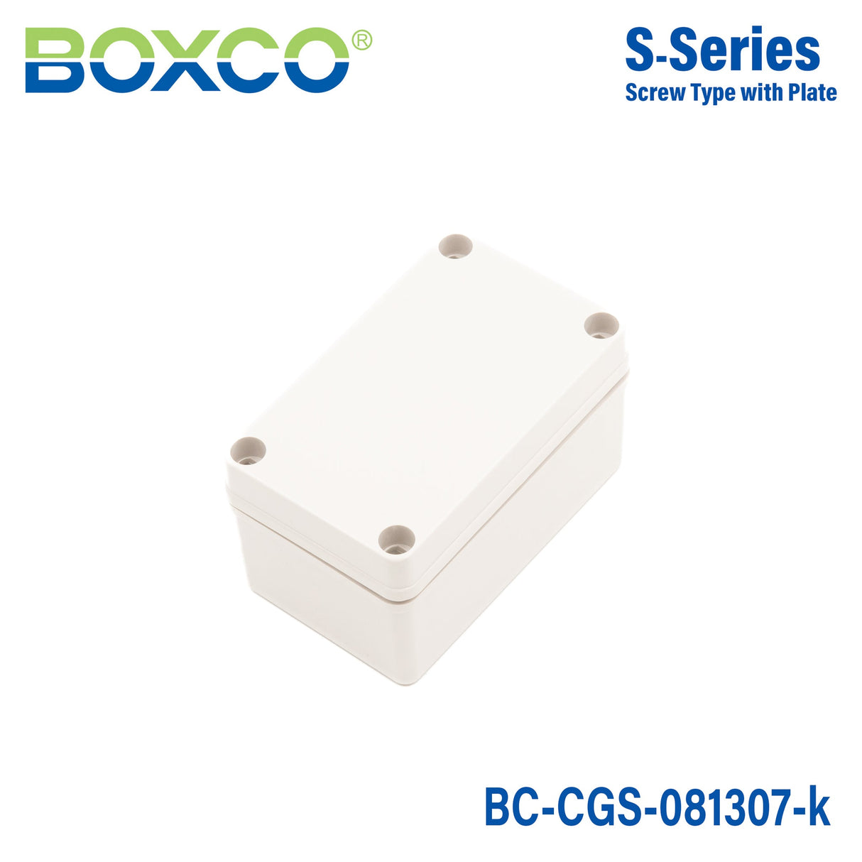 Boxco S - Series 3.15 x 5.12 x 2.76 Inches(80 x 130 x 70mm) Plastic Enclosure, IP67, IK08, PC, Grey Cover, Screw Type - BC-CGS-081307-K - powersupplymall.com
