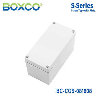 Boxco S-Series 3.15 x 6.3 x 3.35 Inches(80x160x85mm) Plastic Enclosure, IP67, IK08, PC, Grey Cover, Screw Type