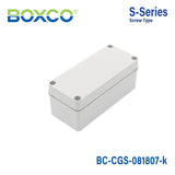 Boxco S - Series 3.15 x 7.09 x 2.76 Inches(80 x 180 x 70mm) Plastic Enclosure, IP67, IK08, PC, Grey Cover, Screw Type - BC-CGS-081807-K - powersupplymall.com