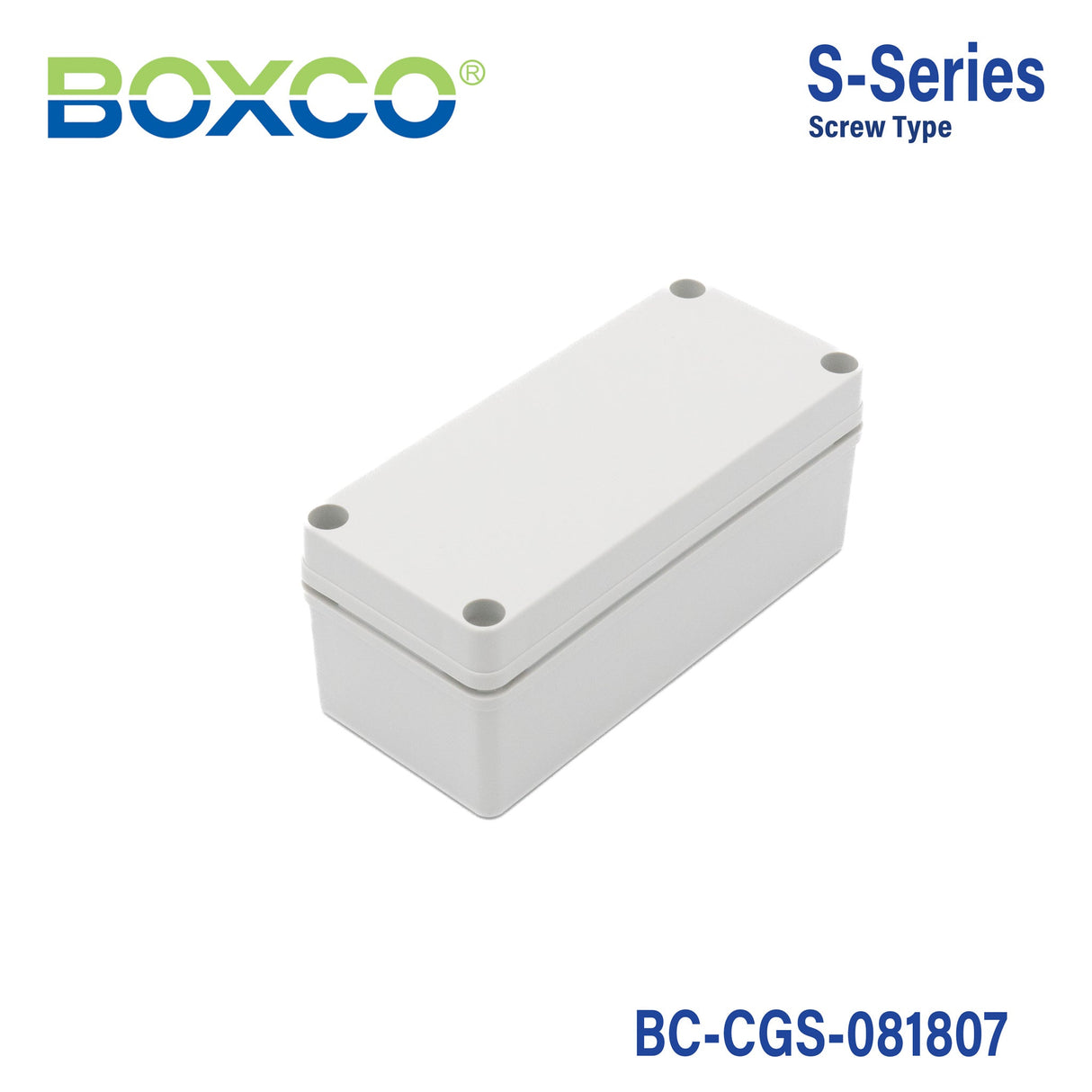Boxco S - Series 3.15 x 7.09 x 2.76 Inches(80x180x70mm) Plastic Enclosure, IP67, IK08, PC, Grey Cover, Screw Type - BC-CGS-081807 - powersupplymall.com