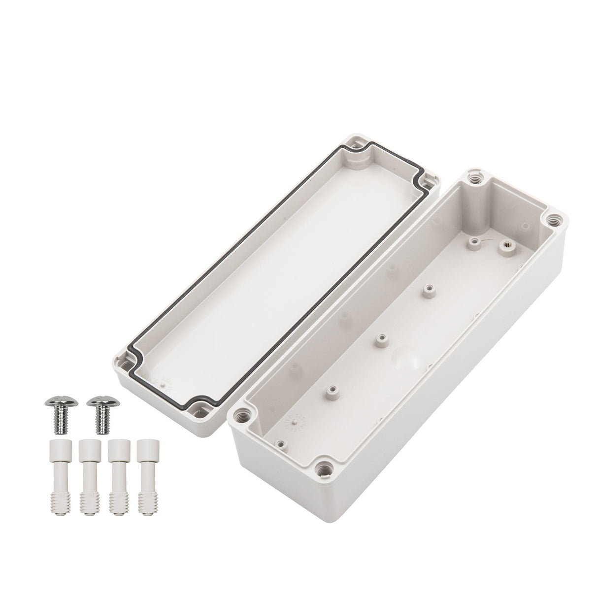 Boxco S - Series 3.15 x 9.84 x 2.76 Inches(80 x 250 x 70mm) Plastic Enclosure, IP67, IK08, PC, Grey Cover, Screw Type - BC-CGS-082507-K - powersupplymall.com