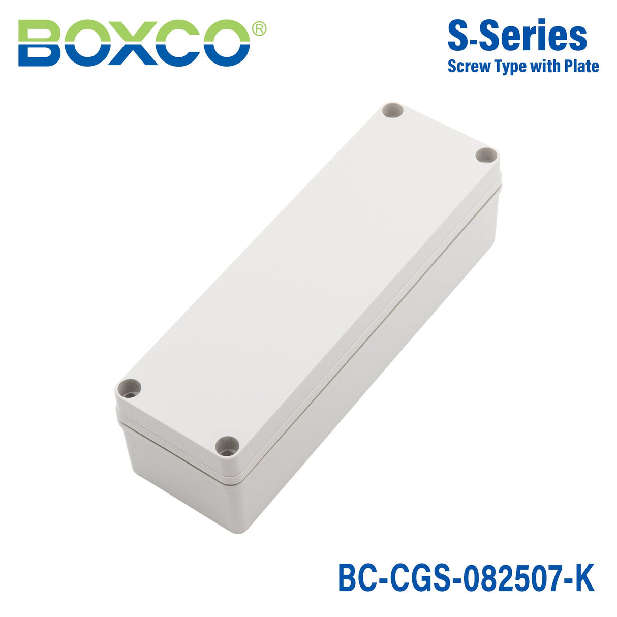 Boxco S - Series 3.15 x 9.84 x 2.76 Inches(80 x 250 x 70mm) Plastic Enclosure, IP67, IK08, PC, Grey Cover, Screw Type - BC-CGS-082507-K - powersupplymall.com