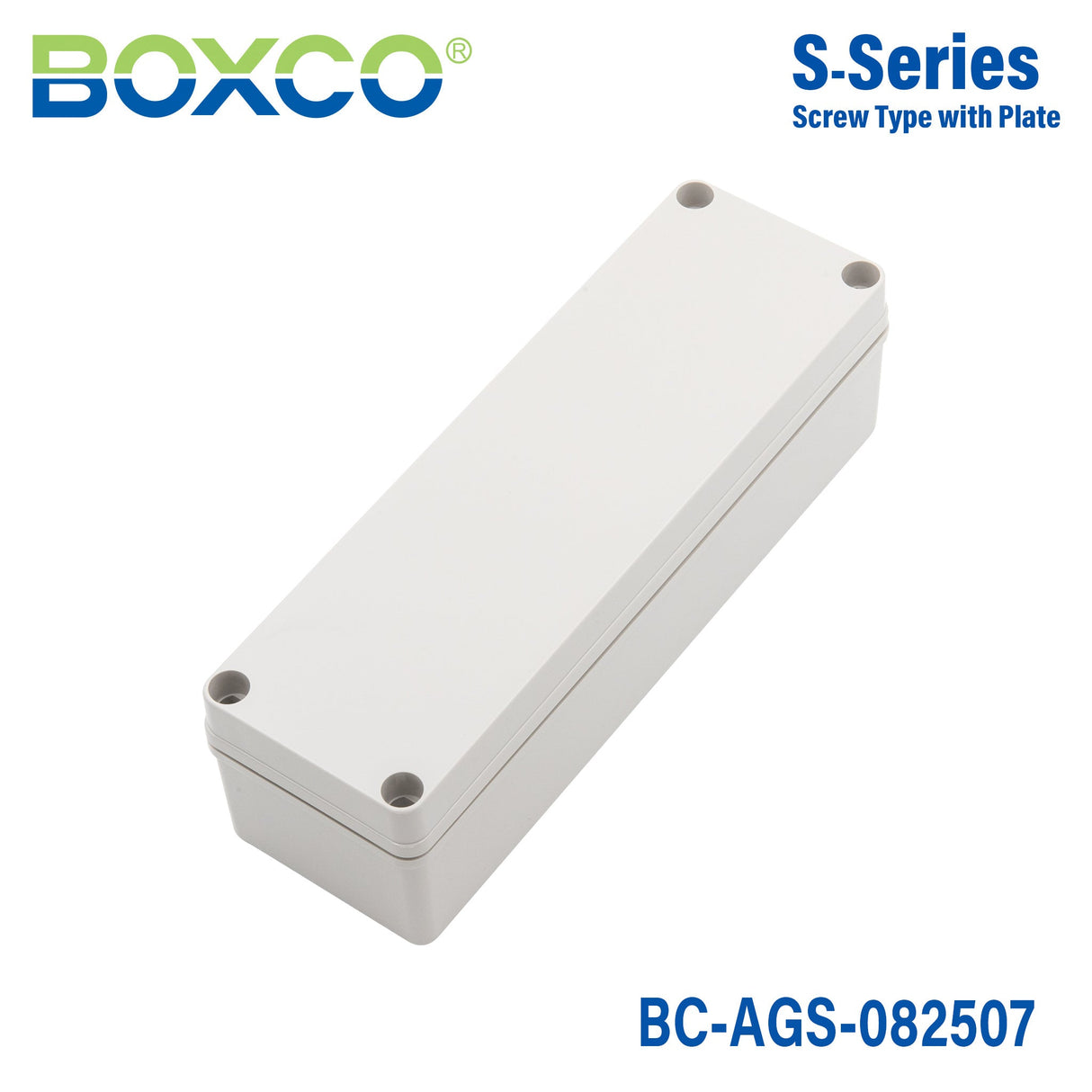 Boxco S - Series 3.15 x 9.84 x 2.76 Inches(80x250x70mm) Plastic Enclosure, IP67, IK08, ABS, Grey Cover, Screw Type - BC-AGS-082507 - powersupplymall.com