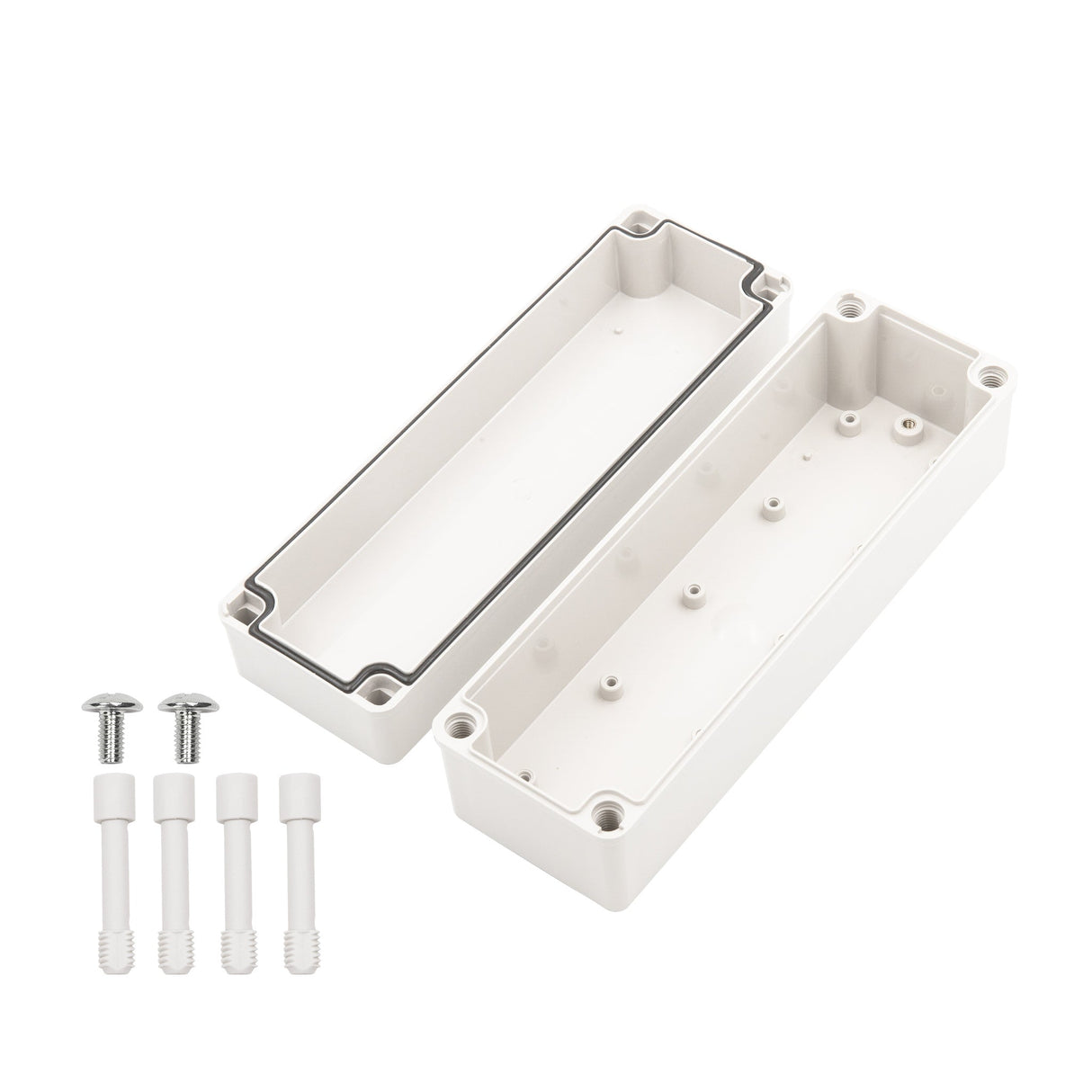 Boxco S - Series 3.15 x 9.84 x 3.35 Inches(80 x 250 x 85mm) Plastic Enclosure, IP67, IK08, PC, Grey Cover, Screw Type - BC-CGS-082508-K - powersupplymall.com