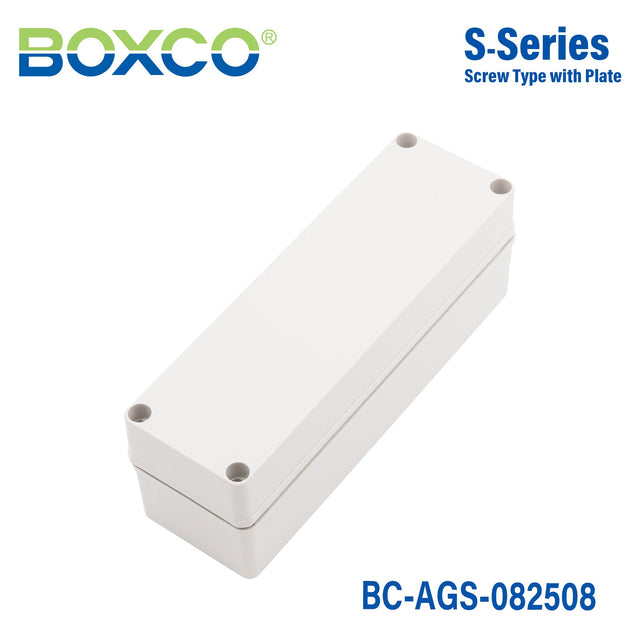 Boxco S - Series 3.15 x 9.84 x 3.35 Inches(80x250x85mm) Plastic Enclosure, IP67, IK08, ABS, Grey Cover, Screw Type - BC-AGS-082508 - powersupplymall.com