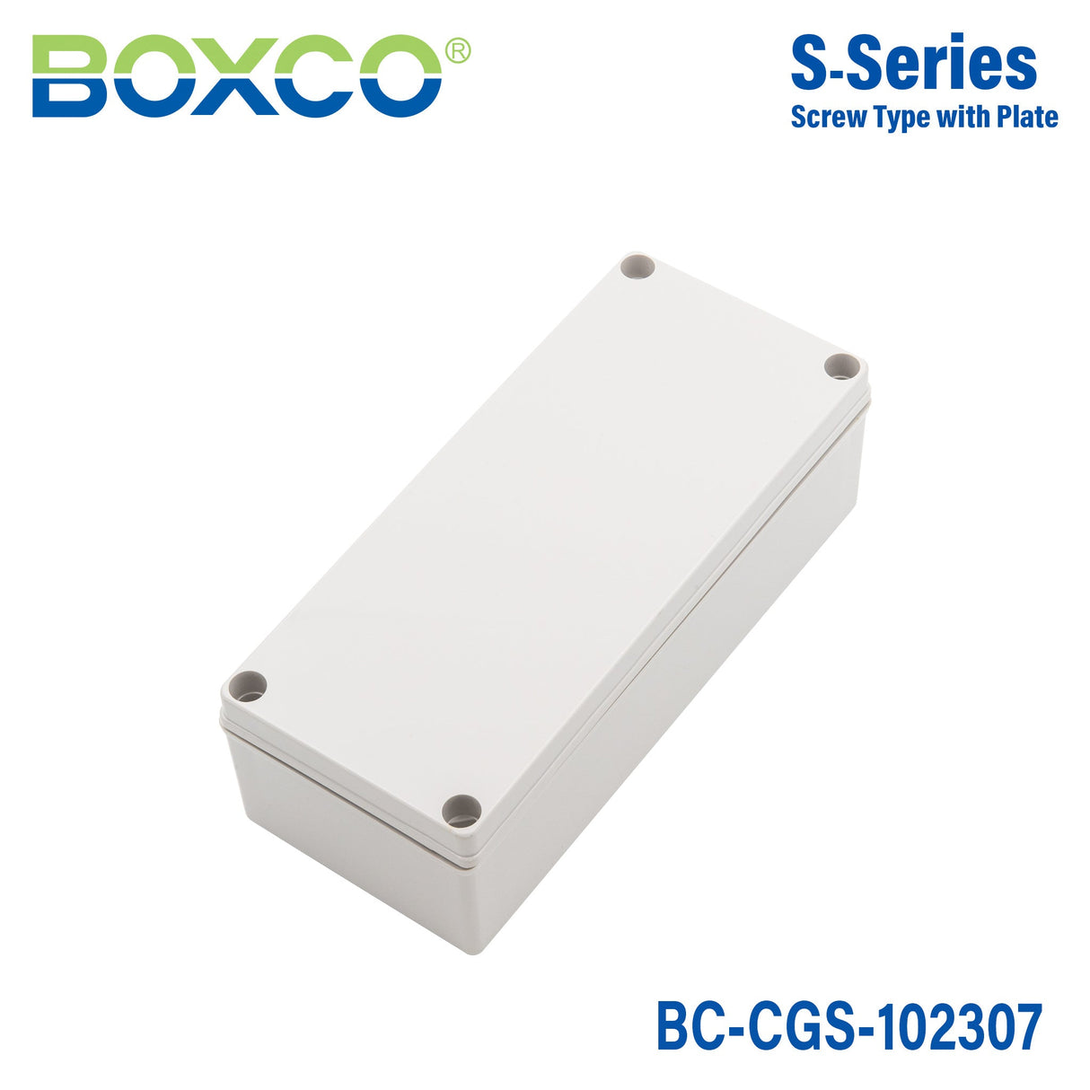 Boxco S - Series 3.94 x 9.06 x 2.76 Inches(100x230x70mm) Plastic Enclosure, IP67, IK08, PC, Grey Cover, Screw Type - BC-CGS-102307 - powersupplymall.com