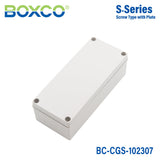 Boxco S - Series 3.94 x 9.06 x 2.76 Inches(100x230x70mm) Plastic Enclosure, IP67, IK08, PC, Grey Cover, Screw Type - BC-CGS-102307 - powersupplymall.com