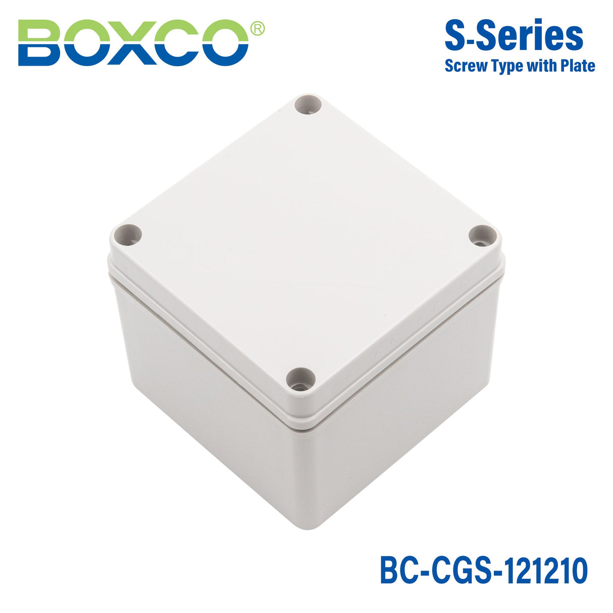 Boxco S - Series 4.92 x 4.92 x 3.94 Inches(125x125x100mm) Plastic Enclosure, IP67, IK08, PC, Grey Cover, Screw Type - BC-CGS-121210 - powersupplymall.com