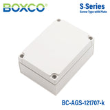 Boxco S - Series 4.92 x 6.89 x 2.95 Inches(125 x 175 x 75mm) Plastic Enclosure, IP67, IK08, ABS, Grey Cover, Screw Type - BC-AGS-121707-K - powersupplymall.com