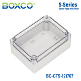 Boxco S - Series 4.92 x 6.89 x 2.95 Inches(125x175x75mm) Plastic Enclosure, IP67, IK08, PC, Transparent Cover, Screw Type - BC-CTS-121707 - powersupplymall.com