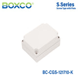 Boxco S - Series 4.92 x 6.89 x 3.94 Inches(125 x 175 x 100mm) Plastic Enclosure, IP67, IK08, PC, Grey Cover, Screw Type - BC-CGS-121710-K - powersupplymall.com