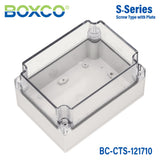 Boxco S - Series 4.92 x 6.89 x 3.94 Inches(125x175x100mm) Plastic Enclosure, IP67, IK08, PC, Transparent Cover, Screw Type - BC-CTS-121710 - powersupplymall.com
