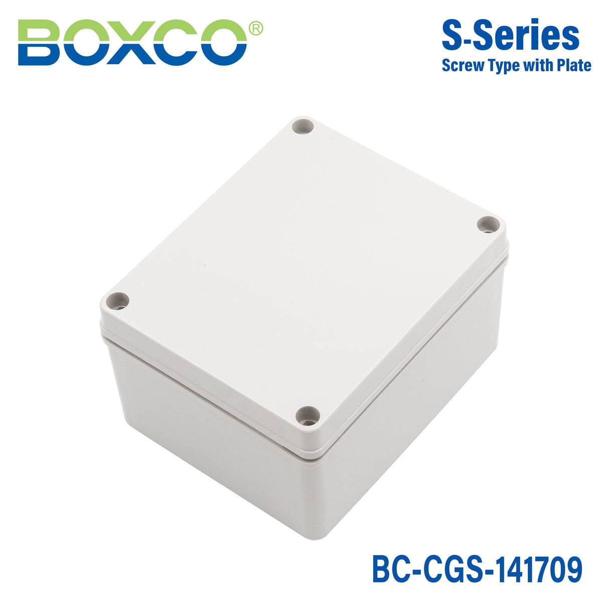 Boxco S - Series 5.51 x 6.69 x 3.74 Inches(140x170x95mm) Plastic Enclosure, IP67, IK08, PC, Grey Cover, Screw Type - BC-CGS-141709 - powersupplymall.com