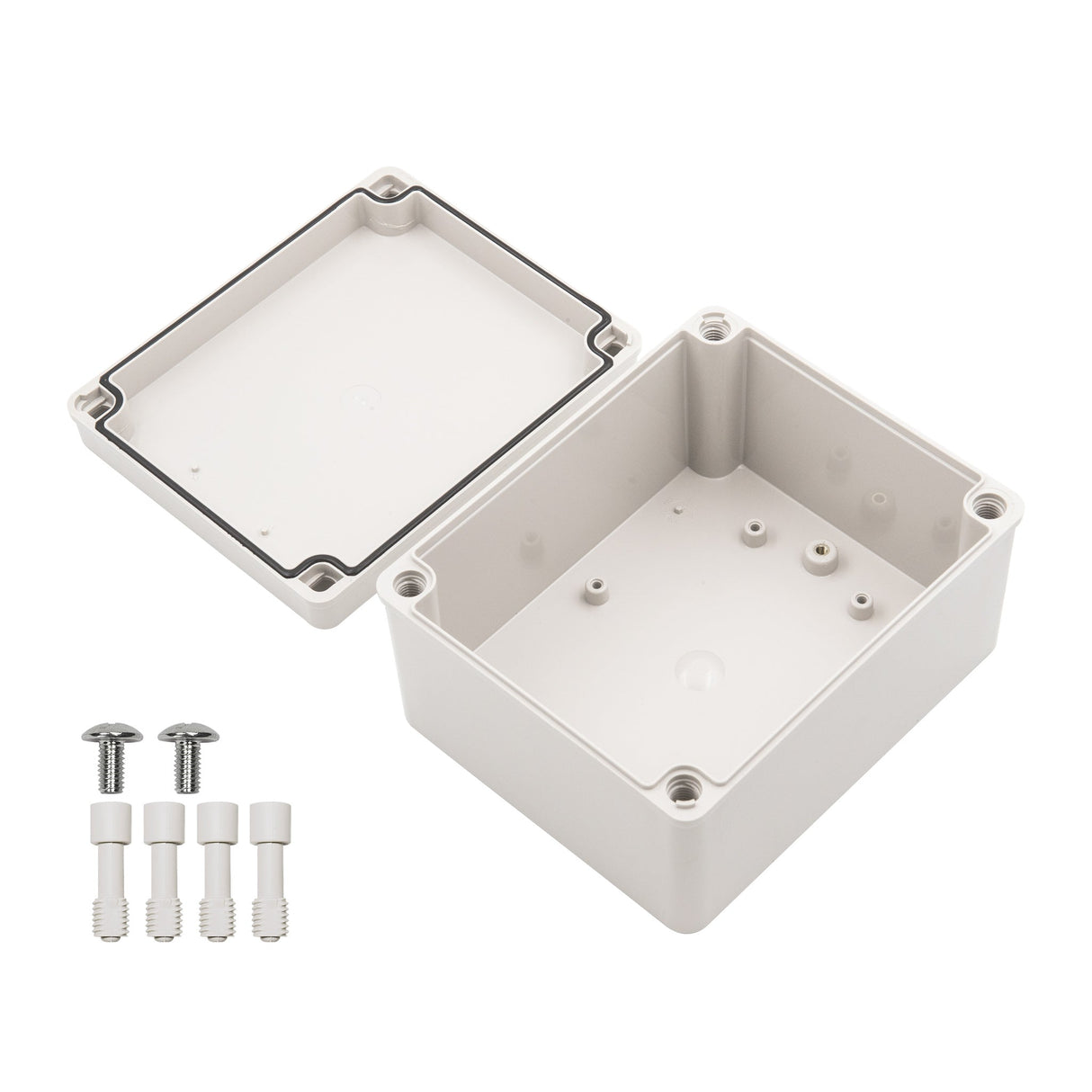 Boxco S - Series 5.51 x 6.69 x 3.74 Inches(140x170x95mm) Plastic Enclosure, IP67, IK08, PC, Grey Cover, Screw Type - BC-CGS-141709 - powersupplymall.com