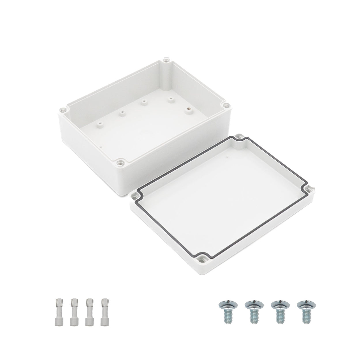 Boxco S - Series 5.91 x 7.87 x 2.95 Inches(150x200x75mm) Plastic Enclosure, IP67, IK08, PC, Grey Cover, Screw Type - BC-CGS-152007 - powersupplymall.com