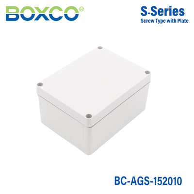 Boxco S-Series 5.91 x 7.87 x 3.94 Inches(150x200x100mm) Plastic Enclosure, IP67, IK08, ABS, Grey Cover, Screw Type