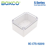 Boxco S - Series 5.91 x 7.87 x 3.94 Inches(150x200x100mm) Plastic Enclosure, IP67, IK08, PC, Transparent Cover, Screw Type - BC-CTS-152010 - powersupplymall.com