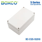 Boxco S - Series 5.91 x 9.84 x 3.94 Inches(150x250x100mm) Plastic Enclosure, IP67, IK08, PC, Grey Cover, Screw Type - BC-CGS-152510 - powersupplymall.com