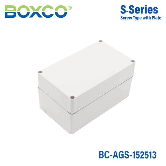 Boxco S - Series 5.91 x 9.84 x 5.12 Inches(150x250x130mm) Plastic Enclosure, IP67, IK08, ABS, Grey Cover, Screw Type - BC-AGS-152513 - powersupplymall.com