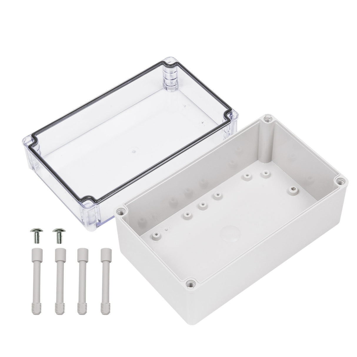 Boxco S - Series 5.91 x 9.84 x 5.12 Inches(150x250x130mm) Plastic Enclosure, IP67, IK08, ABS, Transparent Cover, Screw Type - BC-ATS-152513 - powersupplymall.com