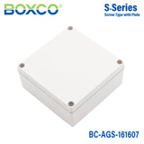 Boxco S - Series 6.3 x 6.3 x 2.76 Inches(160x160x70mm) Plastic Enclosure, IP67, IK08, ABS, Grey Cover, Screw Type - BC-AGS-161607 - powersupplymall.com