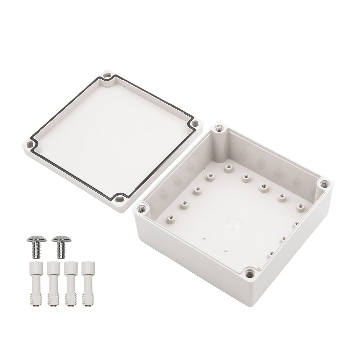 Boxco S - Series 6.3 x 6.3 x 2.76 Inches(160x160x70mm) Plastic Enclosure, IP67, IK08, PC, Grey Cover, Screw Type - BC-CGS-161607 - powersupplymall.com