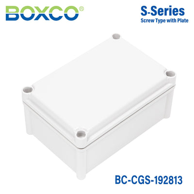 Boxco S-Series 7.48 x 11.02 x 5.12 Inches(190x280x130mm) Plastic Enclosure, IP67, IK08, PC, Grey Cover, Screw Type