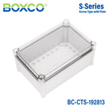 Boxco S - Series 7.48 x 11.02 x 5.12 Inches(190x280x130mm) Plastic Enclosure, IP67, IK08, PC, Transparent Cover, Screw Type - BC-CTS-192813 - powersupplymall.com
