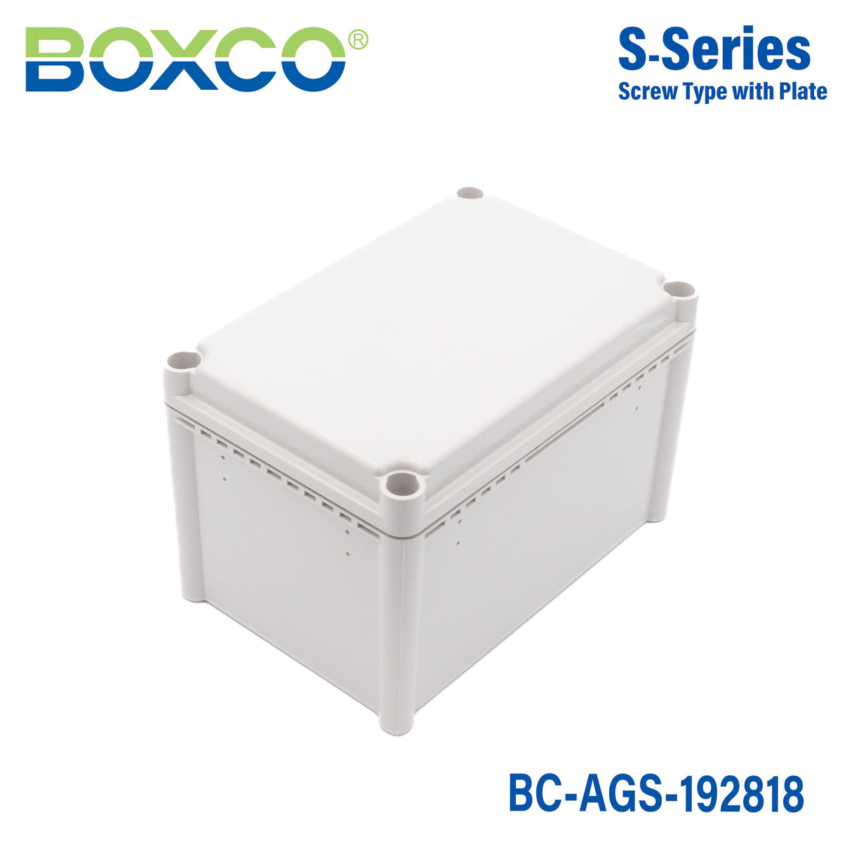 Boxco S - Series 7.48 x 11.02 x 7.09 Inches(190x280x180mm) Plastic Enclosure, IP67, IK08, ABS, Grey Cover, Screw Type - BC-AGS-192818 - powersupplymall.com
