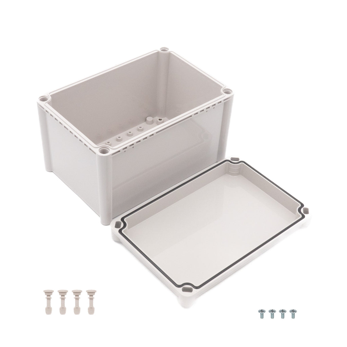 Boxco S - Series 7.48 x 11.02 x 7.09 Inches(190x280x180mm) Plastic Enclosure, IP67, IK08, ABS, Grey Cover, Screw Type - BC-AGS-192818 - powersupplymall.com