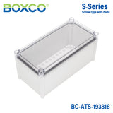 Boxco S - Series 7.48 x 14.96 x 7.09 Inches(190x380x180mm) Plastic Enclosure, IP67, IK08, ABS, Transparent Cover, Screw Type - BC-ATS-193818 - powersupplymall.com